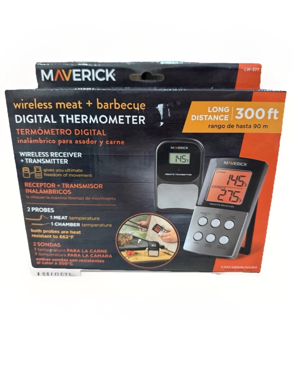 Maverick Wireless Meat & Barbecue Digital Thermometer Black NEW Open Box
